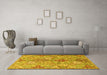 Machine Washable Persian Yellow Traditional Rug in a Living Room, wshtr4539yw