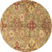 Round Persian Brown Traditional Rug, tr4539brn