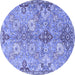 Round Machine Washable Persian Blue Traditional Rug, wshtr4539blu