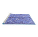 Sideview of Machine Washable Persian Blue Traditional Rug, wshtr4539blu