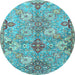 Round Persian Light Blue Traditional Rug, tr4539lblu