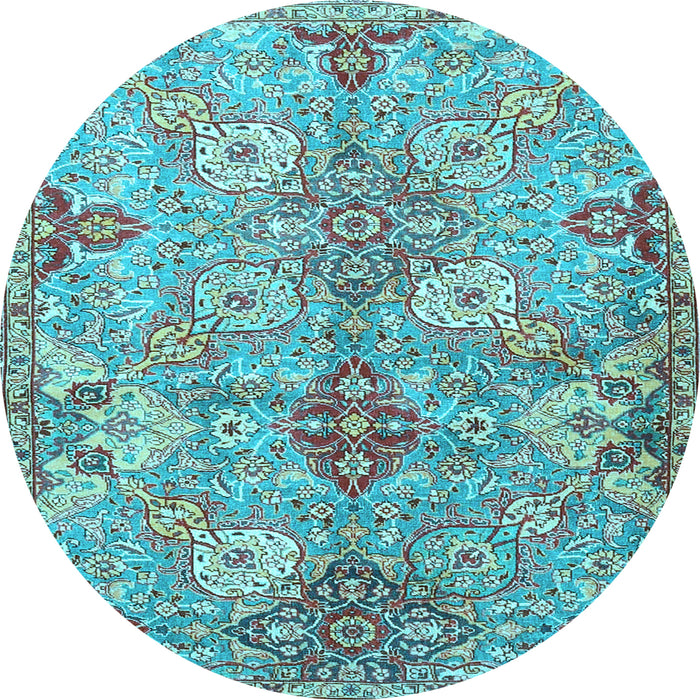 Round Machine Washable Persian Light Blue Traditional Rug, wshtr4539lblu