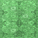 Square Machine Washable Persian Emerald Green Traditional Area Rugs, wshtr4539emgrn