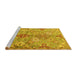 Sideview of Machine Washable Persian Yellow Traditional Rug, wshtr4539yw