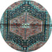 Round Persian Light Blue Traditional Rug, tr453lblu