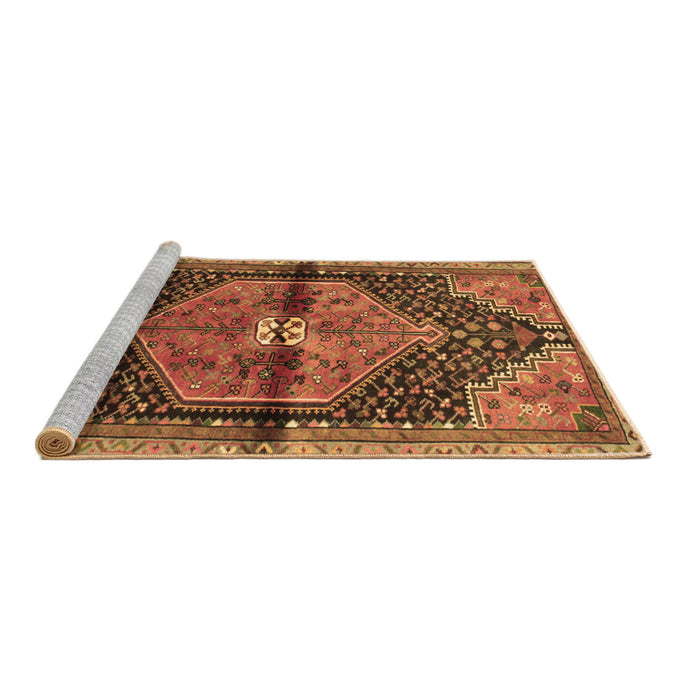 Sideview of Machine Washable Persian Brown Traditional Rug, wshtr453brn