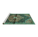 Sideview of Machine Washable Persian Turquoise Traditional Area Rugs, wshtr453turq