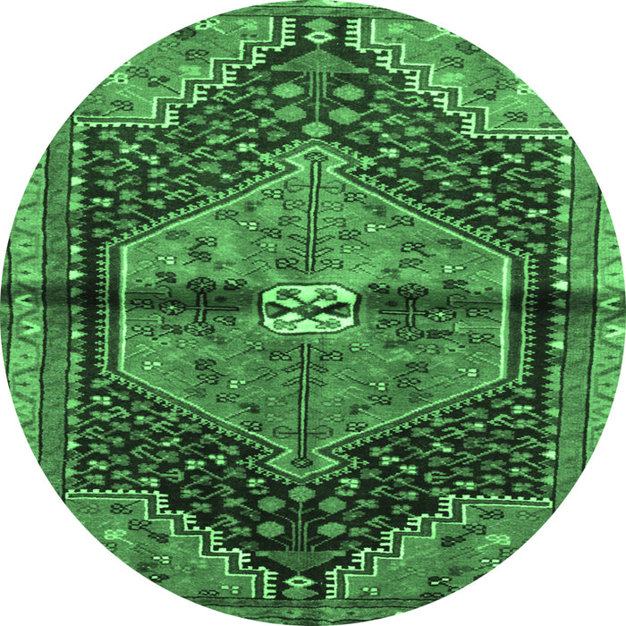 Round Persian Emerald Green Traditional Rug, tr453emgrn