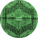 Round Persian Emerald Green Traditional Rug, tr453emgrn