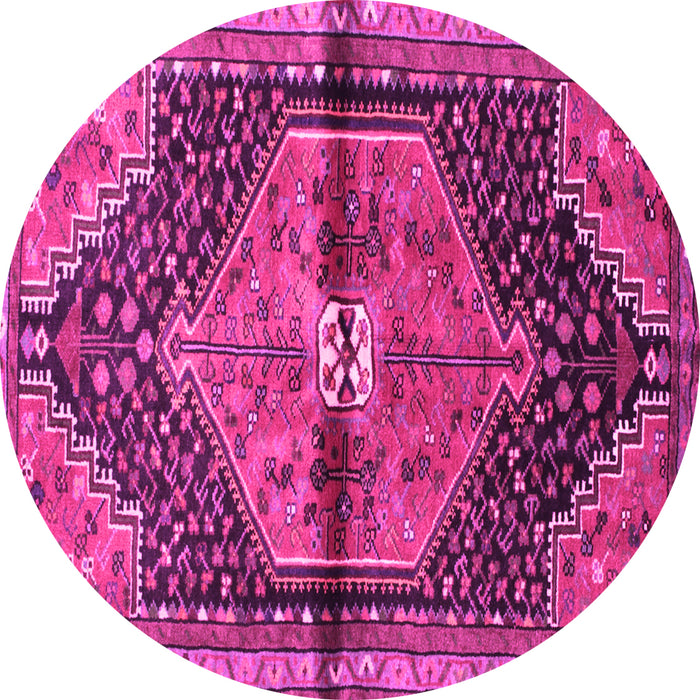 Round Machine Washable Persian Pink Traditional Rug, wshtr453pnk