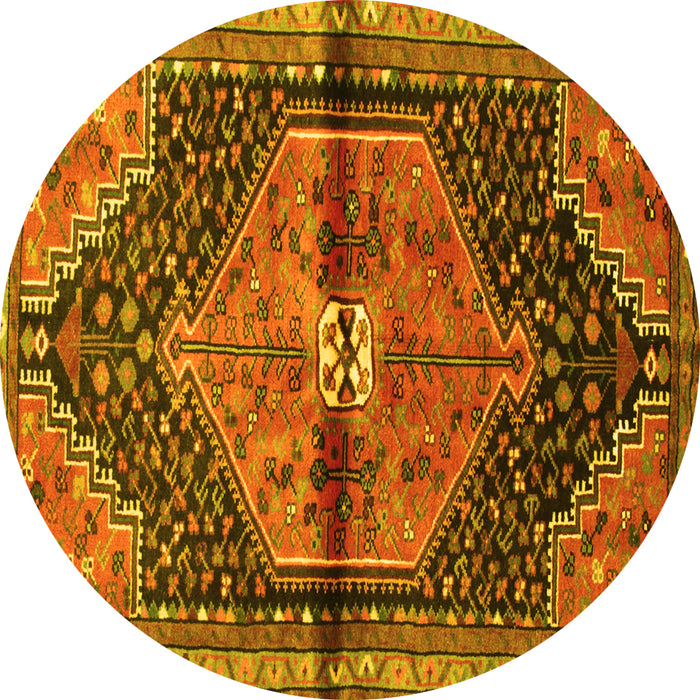 Round Persian Yellow Traditional Rug, tr453yw