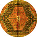 Round Persian Yellow Traditional Rug, tr453yw