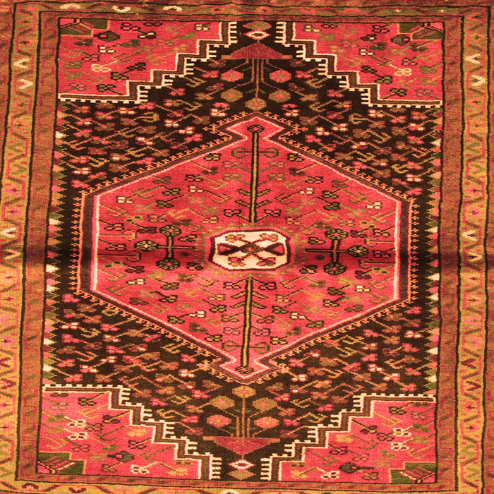 Round Machine Washable Persian Orange Traditional Area Rugs, wshtr453org
