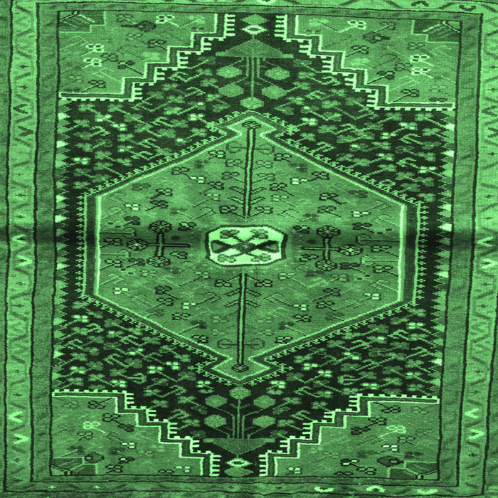 Square Machine Washable Persian Emerald Green Traditional Area Rugs, wshtr453emgrn