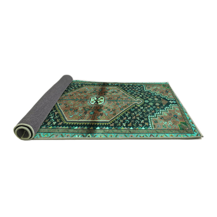 Sideview of Persian Turquoise Traditional Rug, tr453turq
