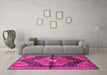 Machine Washable Persian Pink Traditional Rug in a Living Room, wshtr453pnk