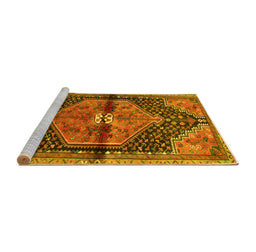 Sideview of Machine Washable Persian Yellow Traditional Rug, wshtr453yw