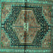 Square Persian Turquoise Traditional Rug, tr453turq