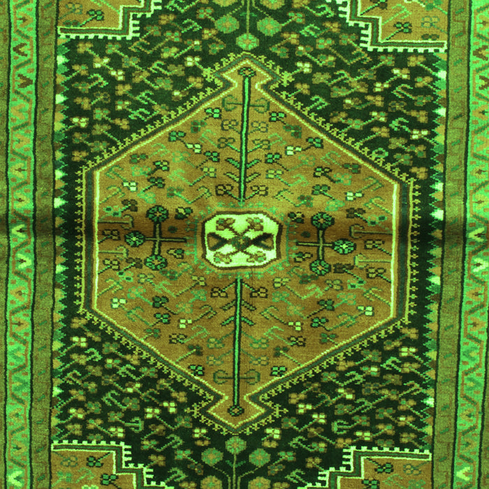 Serging Thickness of Machine Washable Persian Green Traditional Area Rugs, wshtr453grn