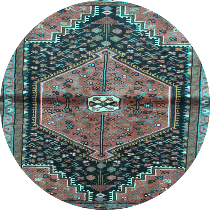 Round Machine Washable Persian Light Blue Traditional Rug, wshtr453lblu