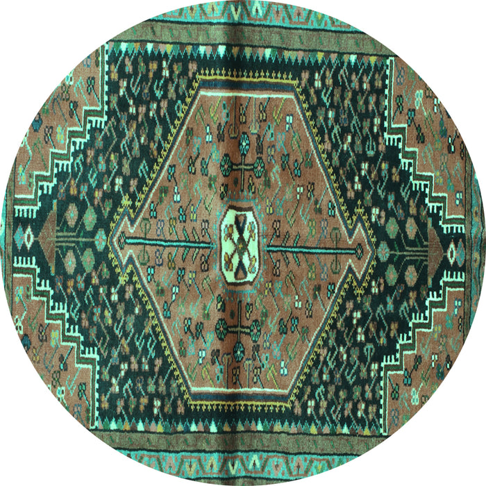 Round Machine Washable Persian Turquoise Traditional Area Rugs, wshtr453turq