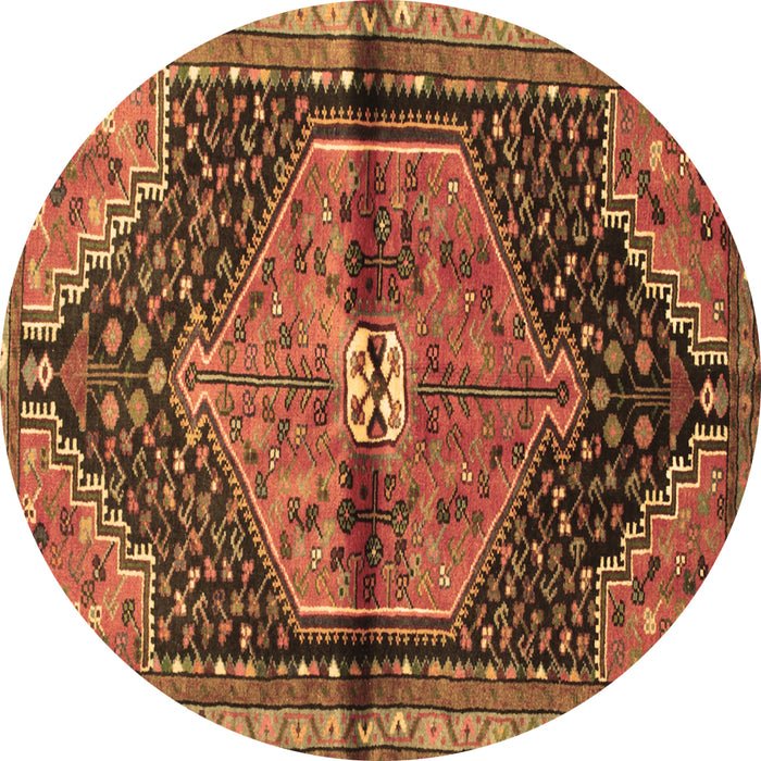 Round Persian Brown Traditional Rug, tr453brn