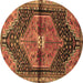 Round Persian Brown Traditional Rug, tr453brn