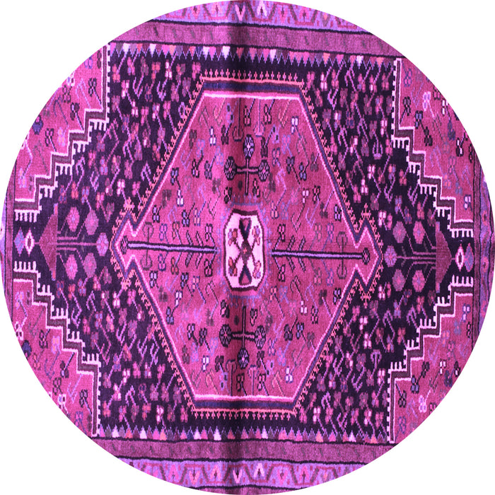 Round Machine Washable Persian Purple Traditional Area Rugs, wshtr453pur
