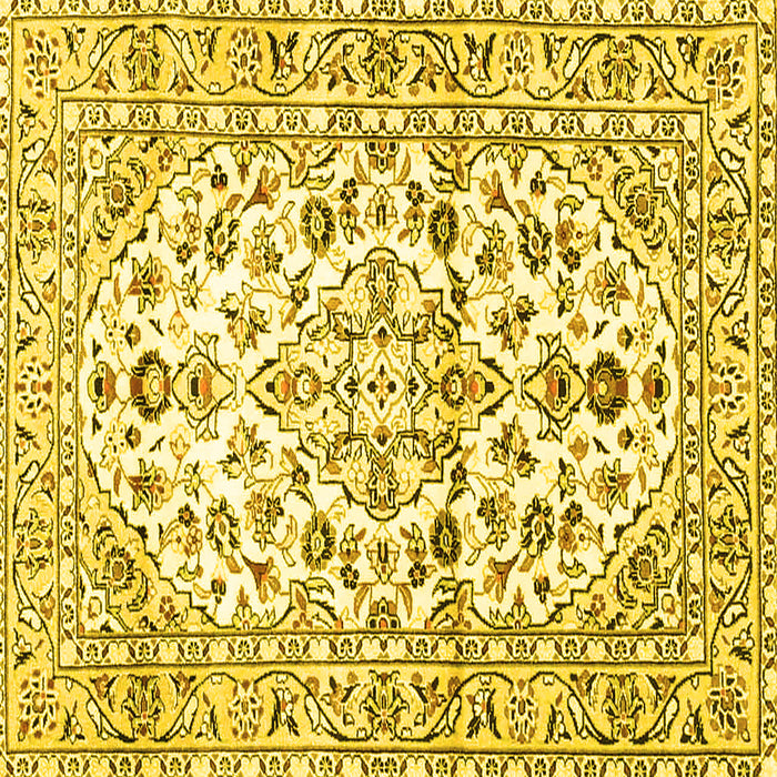 Square Machine Washable Persian Yellow Traditional Rug, wshtr4540yw