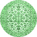 Round Persian Emerald Green Traditional Rug, tr4540emgrn
