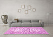 Machine Washable Persian Pink Traditional Rug in a Living Room, wshtr4540pnk