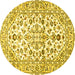 Round Persian Yellow Traditional Rug, tr4540yw