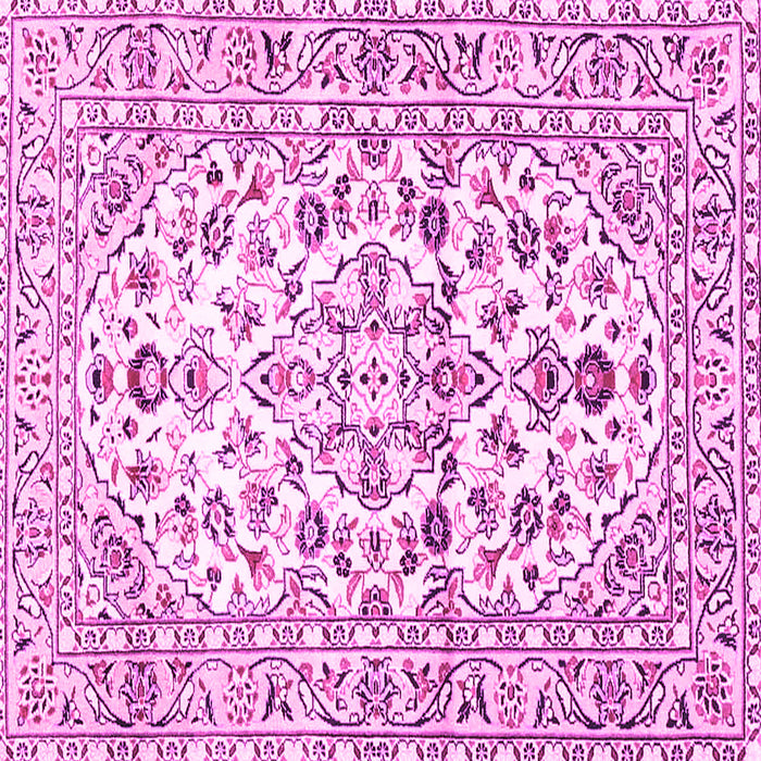 Square Machine Washable Persian Pink Traditional Rug, wshtr4540pnk