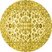 Round Machine Washable Persian Yellow Traditional Rug, wshtr4540yw