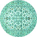 Round Persian Turquoise Traditional Rug, tr4540turq