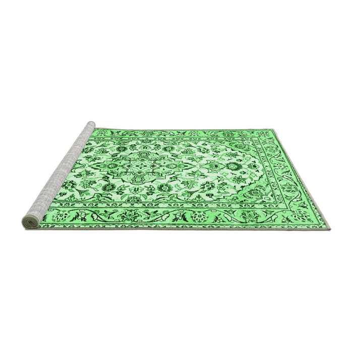 Sideview of Machine Washable Persian Emerald Green Traditional Area Rugs, wshtr4540emgrn