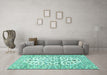 Machine Washable Persian Turquoise Traditional Area Rugs in a Living Room,, wshtr4540turq