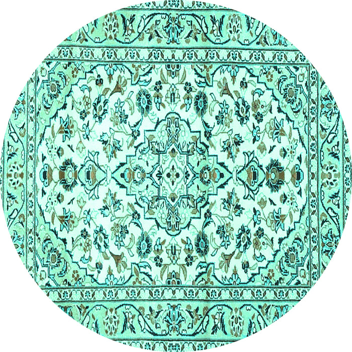 Round Machine Washable Persian Turquoise Traditional Area Rugs, wshtr4540turq