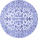 Round Machine Washable Persian Blue Traditional Rug, wshtr4540blu