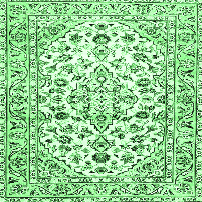 Square Machine Washable Persian Emerald Green Traditional Area Rugs, wshtr4540emgrn