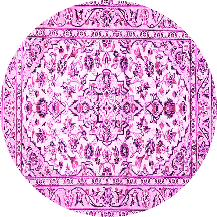 Round Machine Washable Persian Pink Traditional Rug, wshtr4540pnk