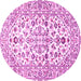 Round Machine Washable Persian Pink Traditional Rug, wshtr4540pnk