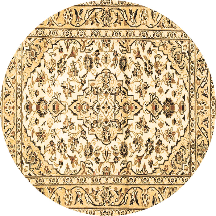 Round Machine Washable Persian Brown Traditional Rug, wshtr4540brn