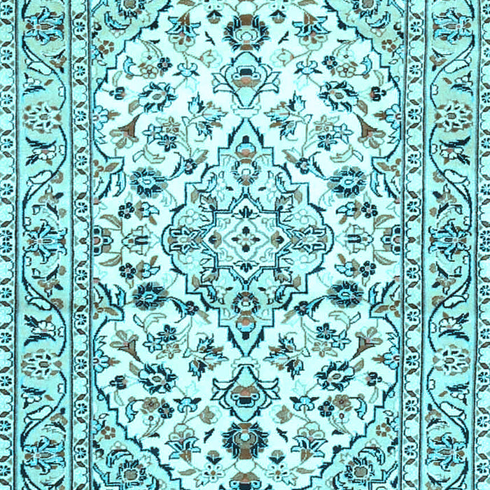 Machine Washable Persian Light Blue Traditional Rug, wshtr4540lblu