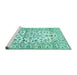 Sideview of Machine Washable Persian Turquoise Traditional Area Rugs, wshtr4540turq