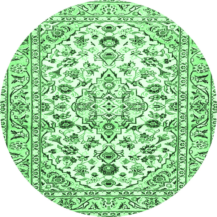 Round Machine Washable Persian Emerald Green Traditional Area Rugs, wshtr4540emgrn