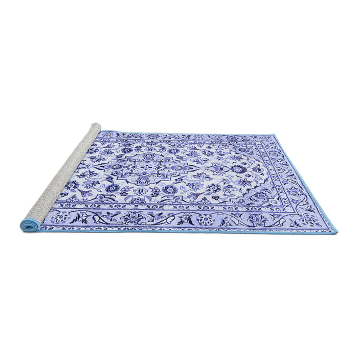 Sideview of Machine Washable Persian Blue Traditional Rug, wshtr4540blu