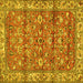 Square Machine Washable Persian Yellow Traditional Rug, wshtr4541yw