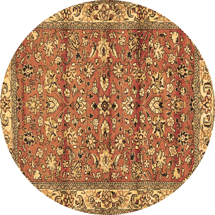 Round Persian Brown Traditional Rug, tr4541brn