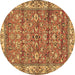 Round Persian Brown Traditional Rug, tr4541brn